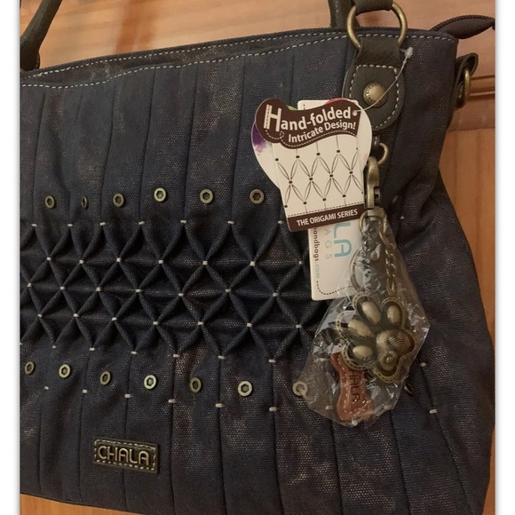 NEW Chala Blue 952PP1 Hand Folded Origami Series Purse With Dog Paws Accessory - Picture 2 of 3